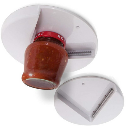 Round can opener, kitchen cabinet bottom can opener, under-table can opener