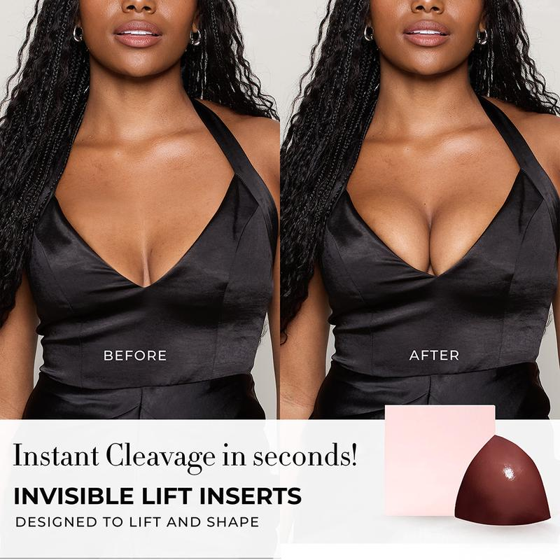 Invisible Lift - Patented Sticky Fashion Bra Inserts Prevents Nipple Slips No Sewing Required Low Cut Tops Womenswear