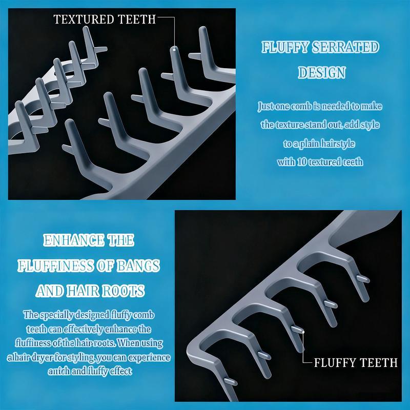 2PCS Texture Comb for Men’s Hair! Dual-Sided Wide & Fine Teeth for Volume, Fluffy Styles & Root Lift. Non-Slip Travel Comb for Guys