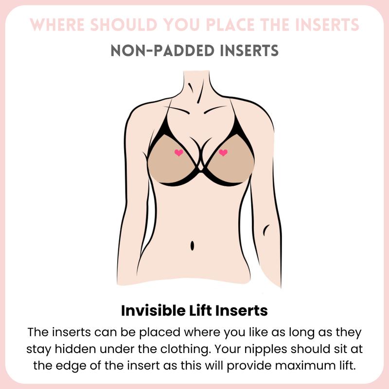 Invisible Lift - Patented Sticky Fashion Bra Inserts Prevents Nipple Slips No Sewing Required Low Cut Tops Womenswear