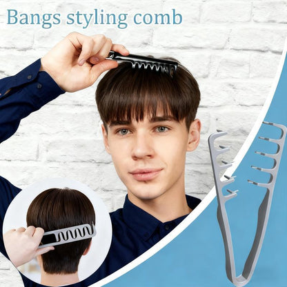 2PCS Texture Comb for Men’s Hair! Dual-Sided Wide & Fine Teeth for Volume, Fluffy Styles & Root Lift. Non-Slip Travel Comb for Guys